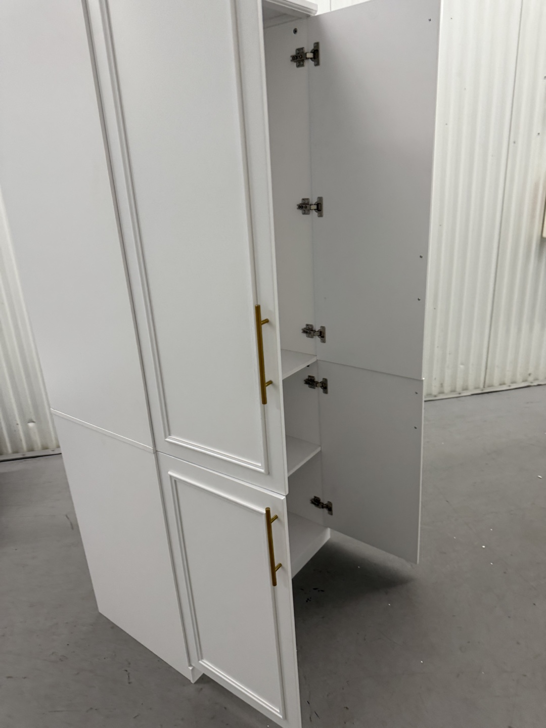 White Wardrobe Cabinet with Gold Handles - photo 4