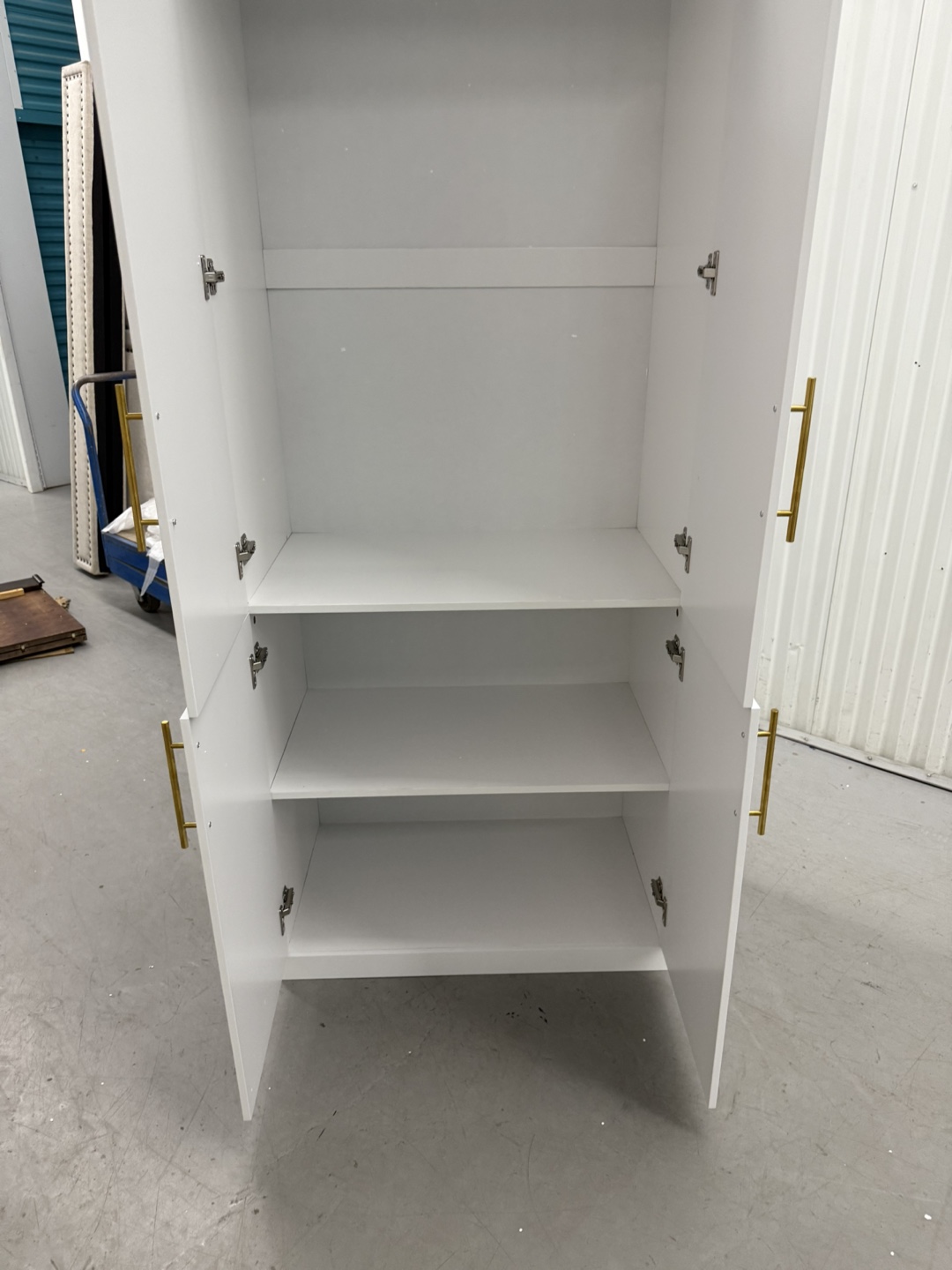 White Wardrobe Cabinet with Gold Handles - photo 5