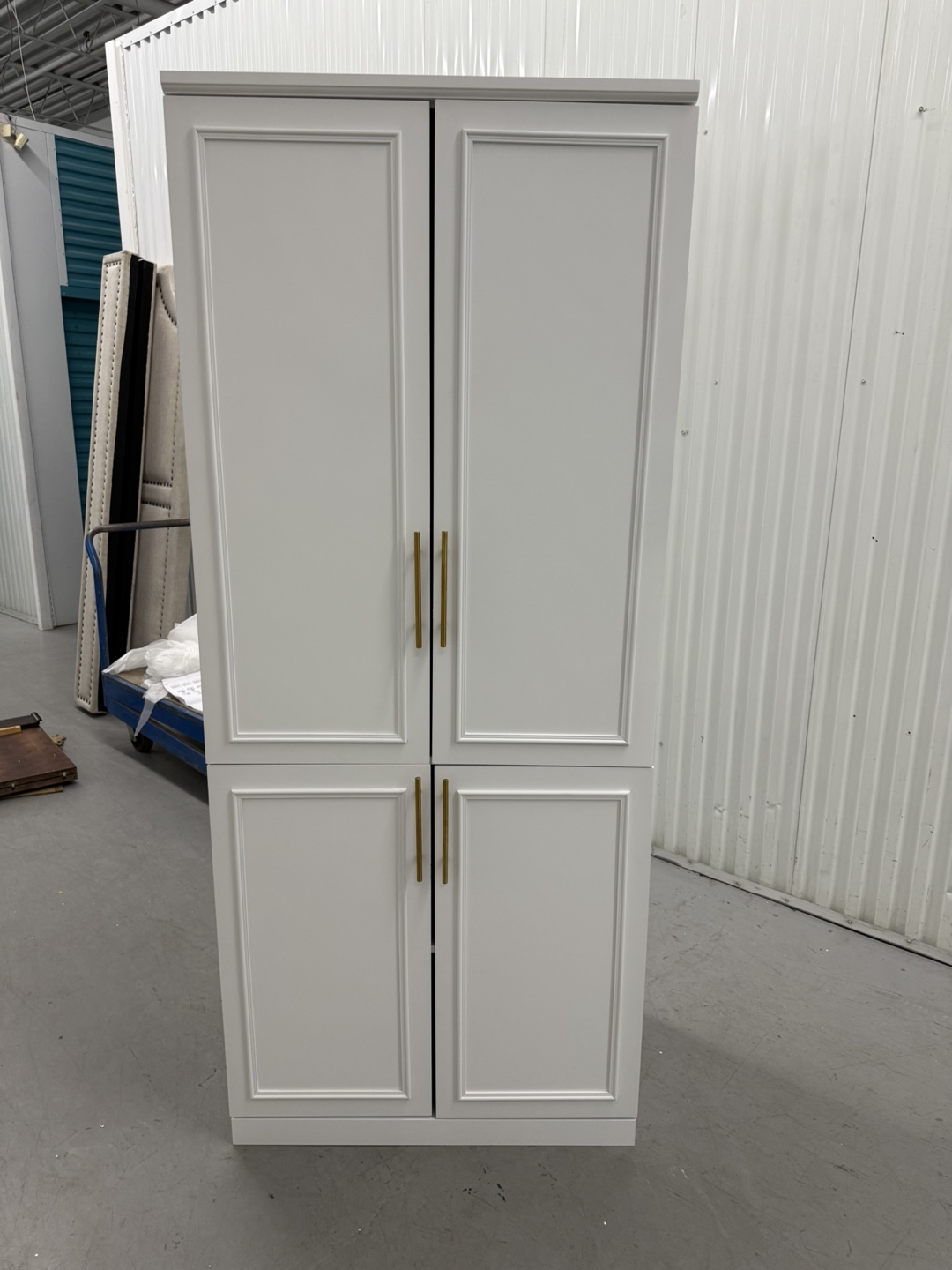 White Wardrobe Cabinet with Gold Handles - photo 2
