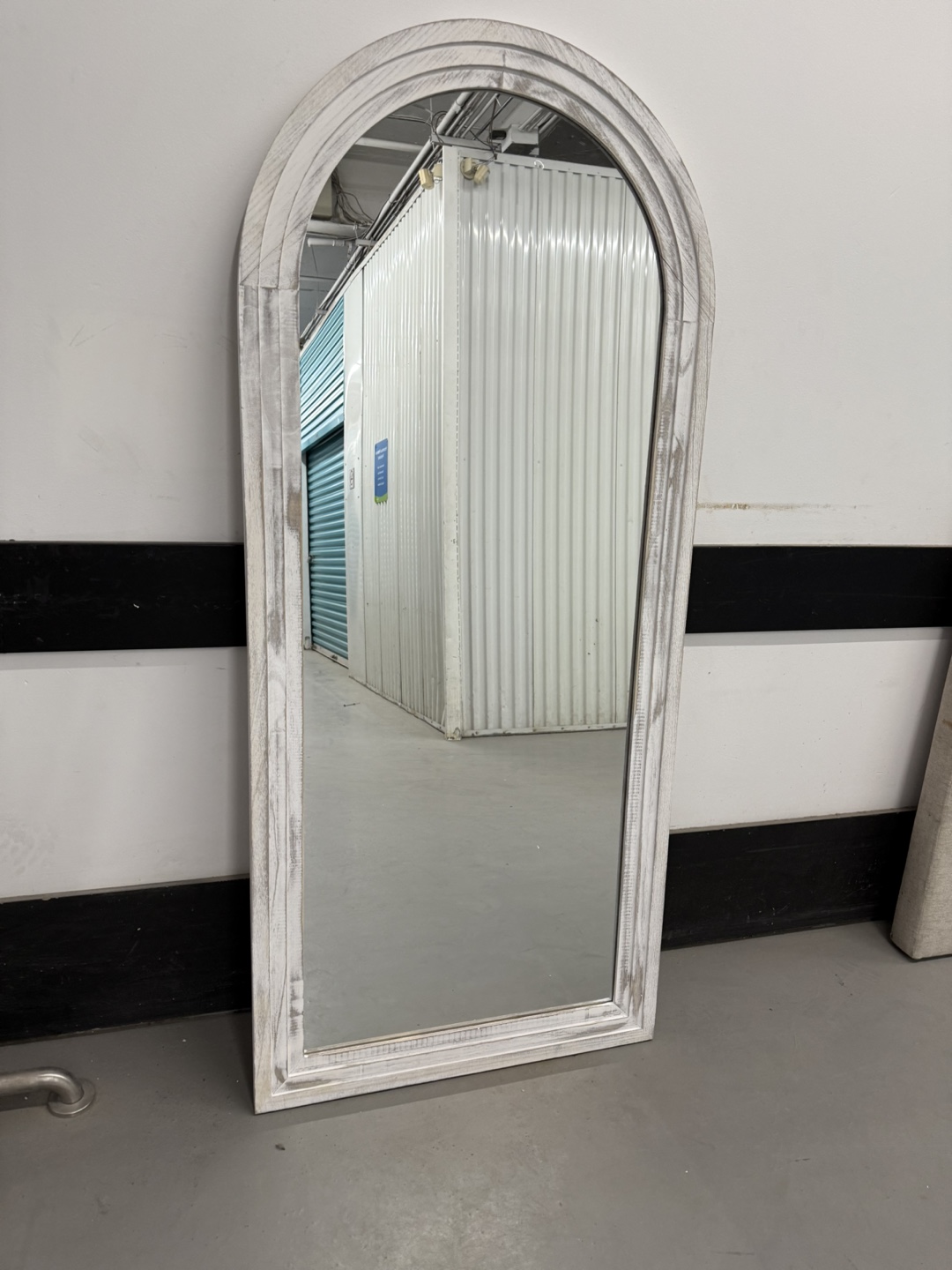 Arched Whitewashed Wood Framed Mirror