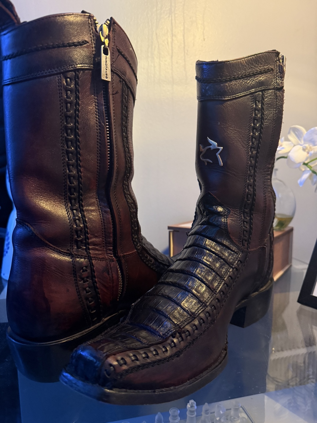 Black cherry crocodile Cowboy Boots - photo 2
