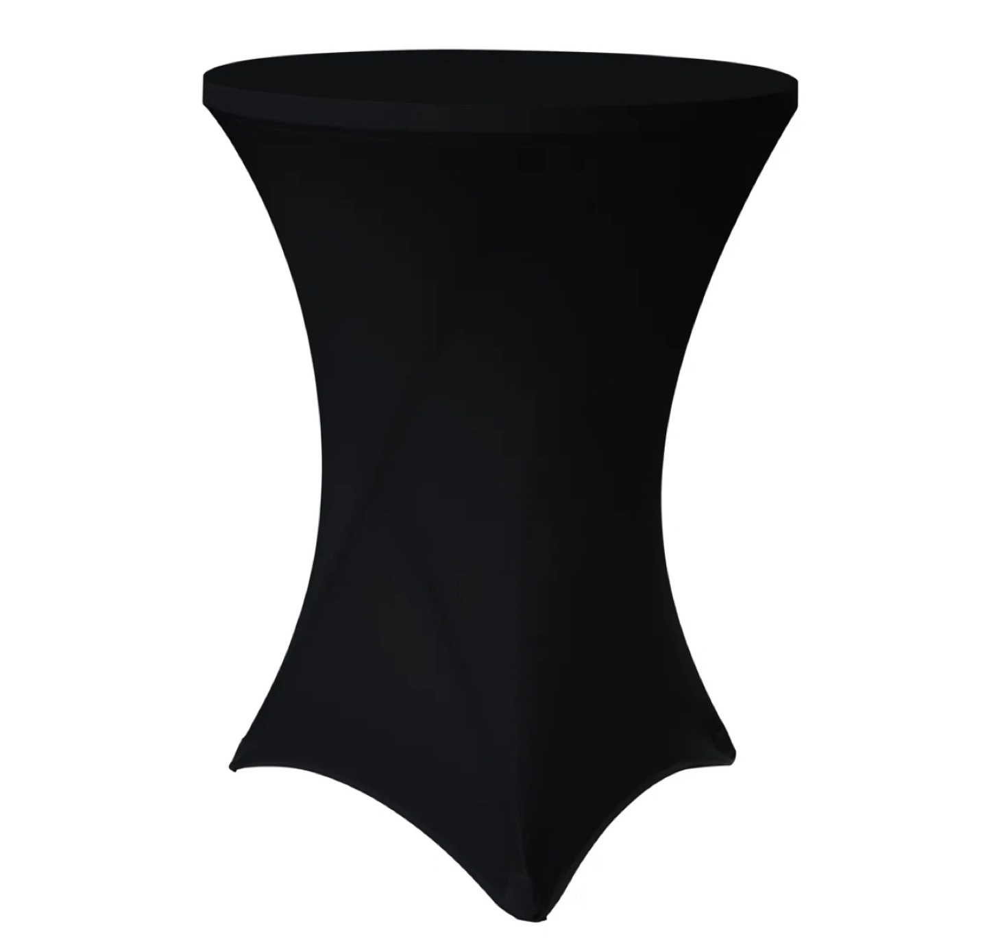 Folding Round Table with Black Tablecloth