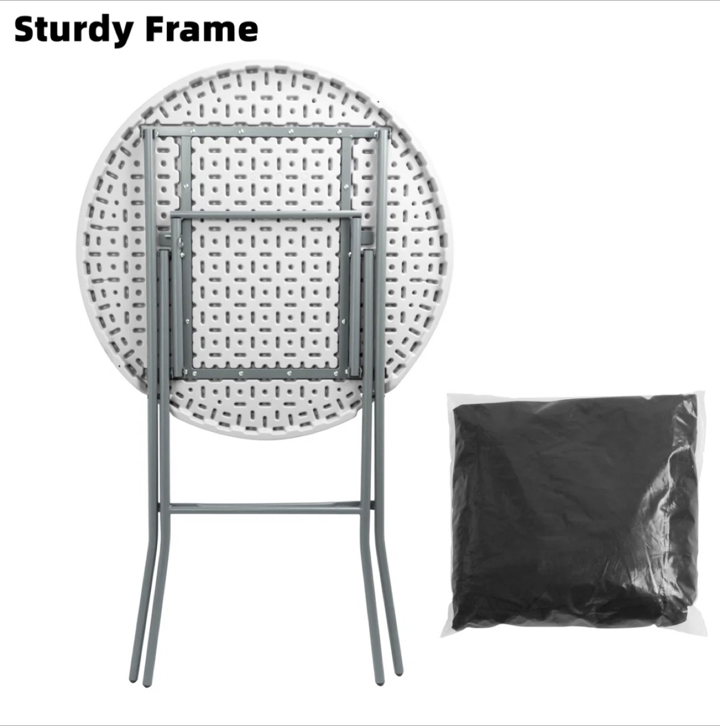 Folding Round Table with Black Tablecloth - photo 5