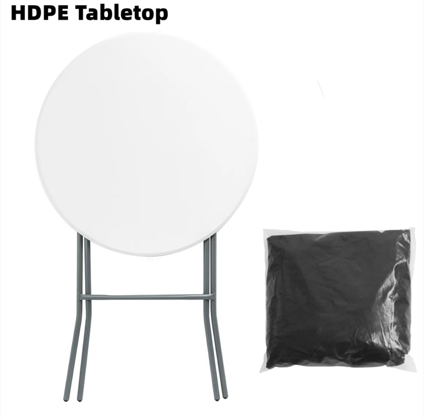 Folding Round Table with Black Tablecloth - photo 4