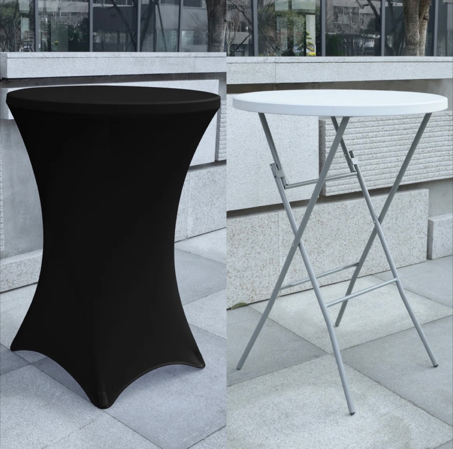 Folding Round Table with Black Tablecloth - photo 2