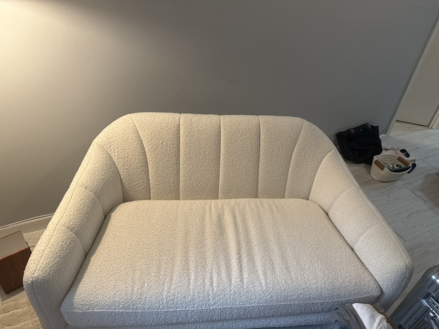 Ivory Boucle Loveseat Sofa - photo 4