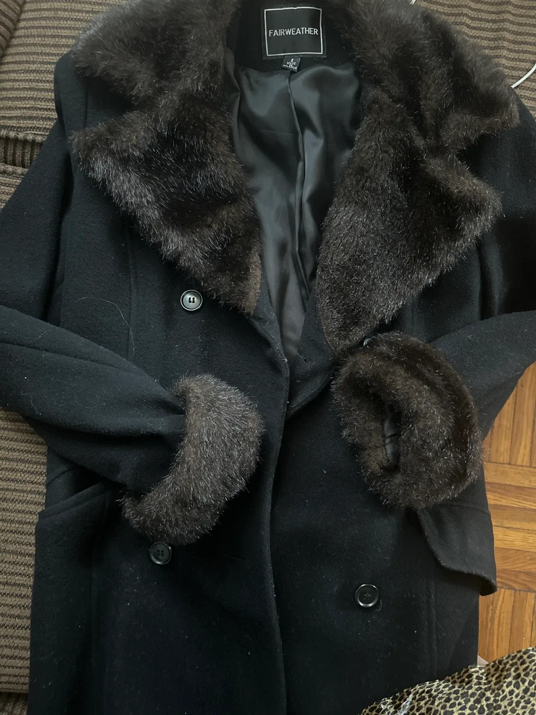 Fairweather Black Wool Coat, Size 2🥕 image indicator(4)