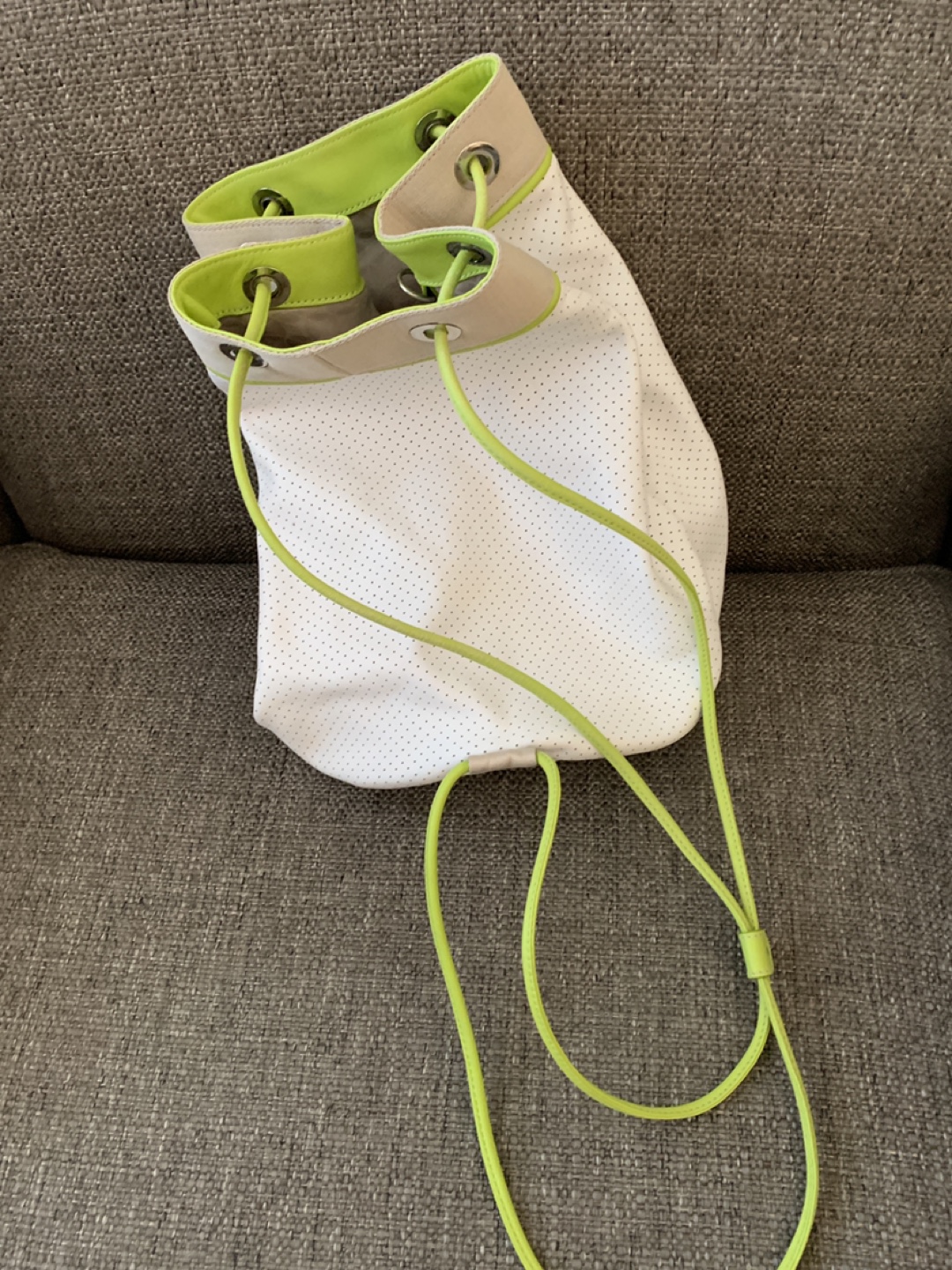 Lacoste White & Neon Green Bucket Bag - photo 3