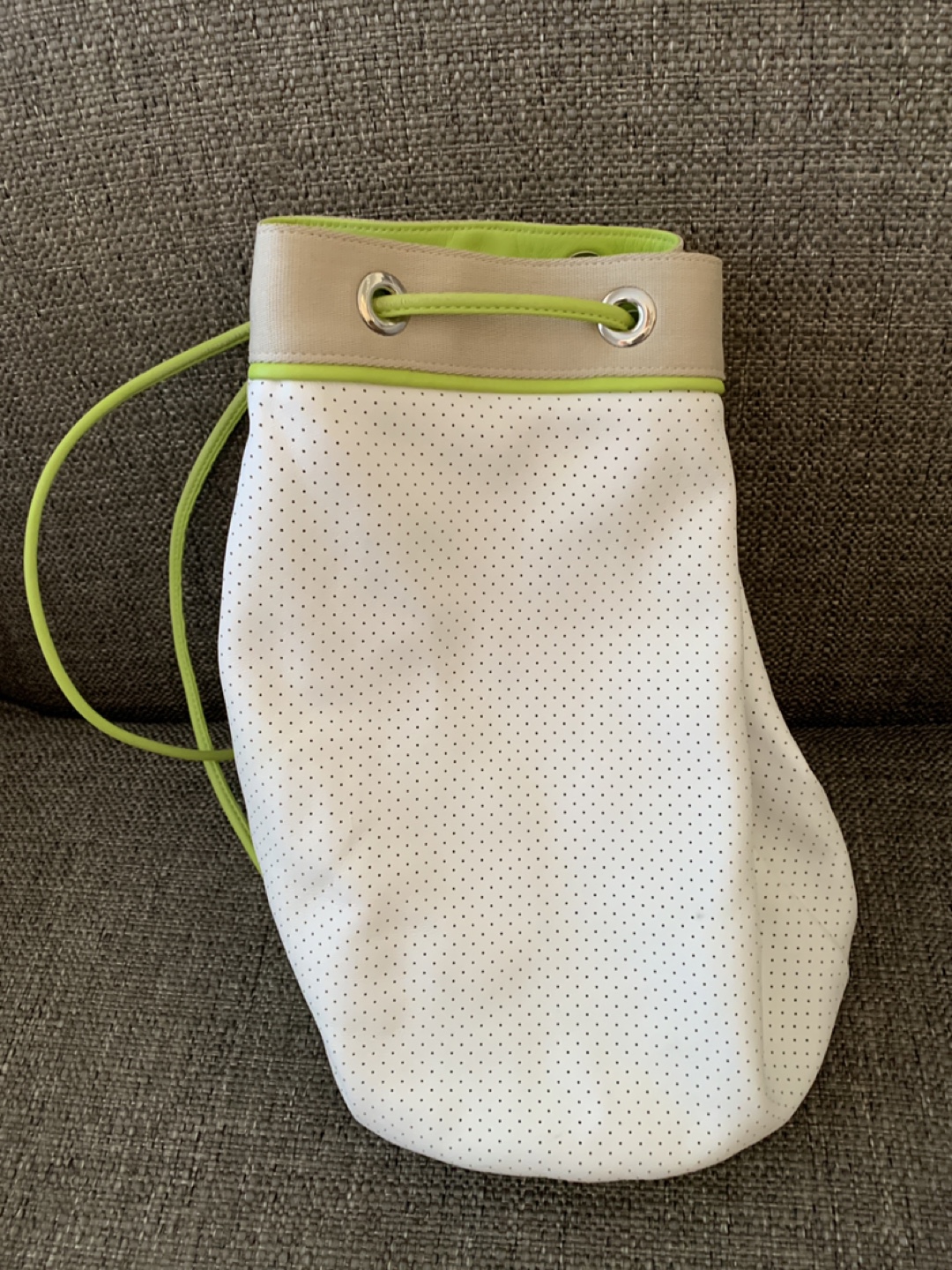 Lacoste White & Neon Green Bucket Bag - photo 2