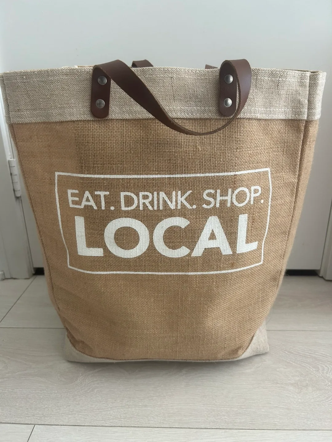 S&B Brown Jute Tote Bag thumbnail