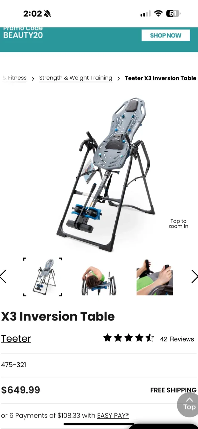 Teeter Inversion Table image indicator(5)