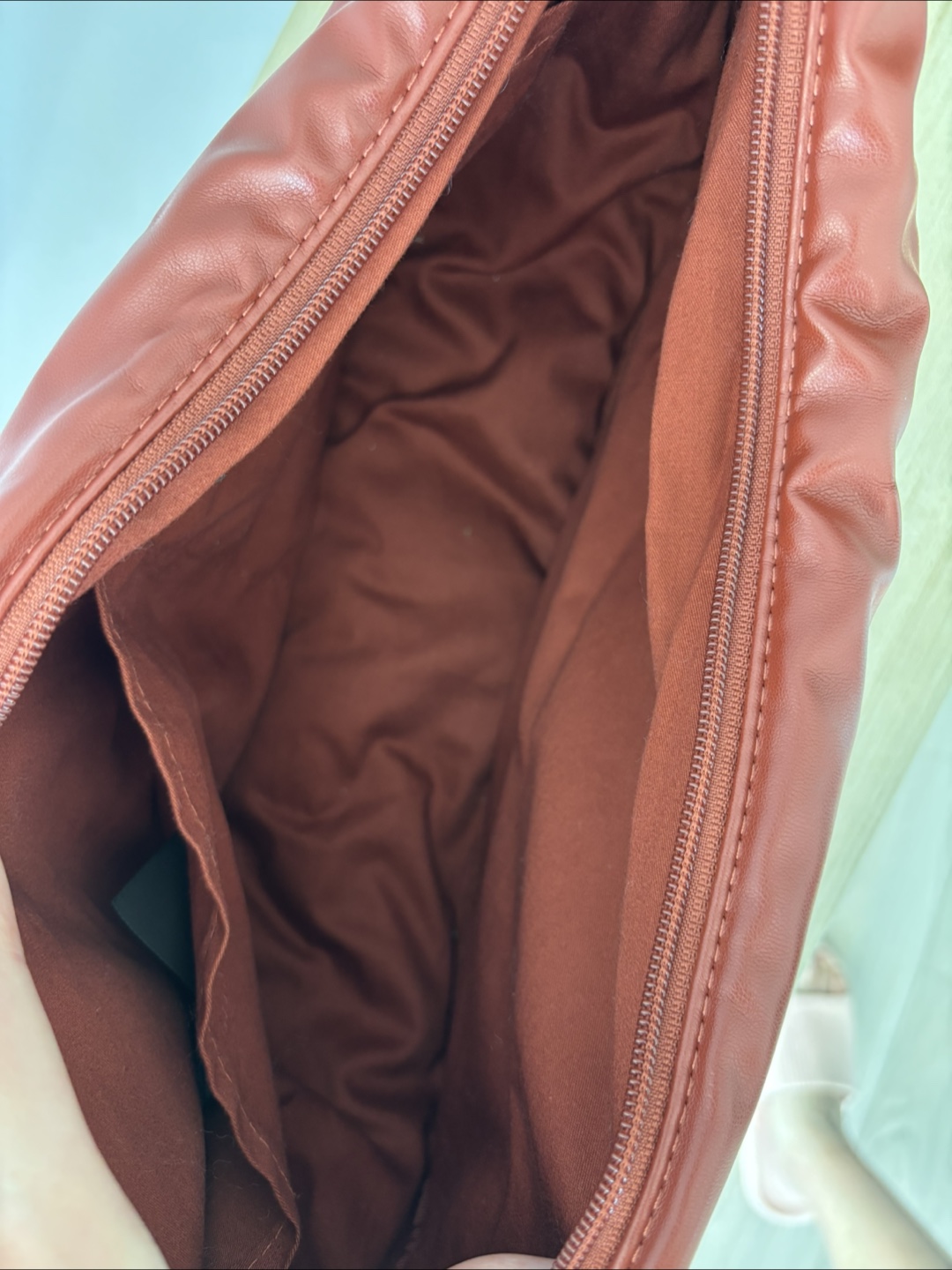 Uniqlo C Faux Leather Large Shoulder Bag - Orange - photo 3