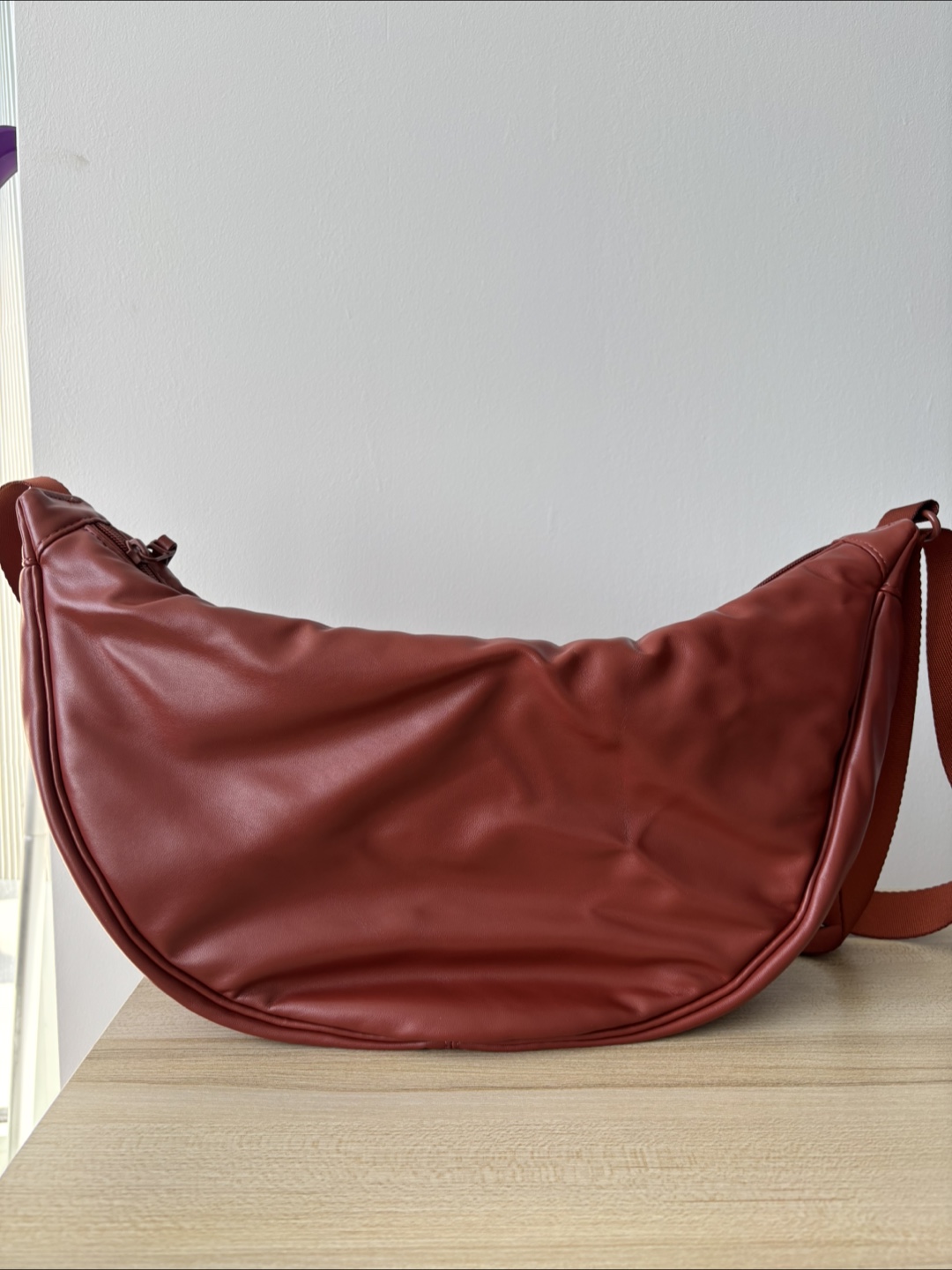 Uniqlo C Faux Leather Large Shoulder Bag - Orange