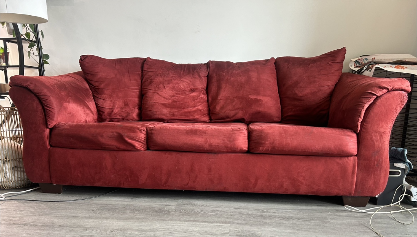 Red 3-Seat Pullout Sofa
