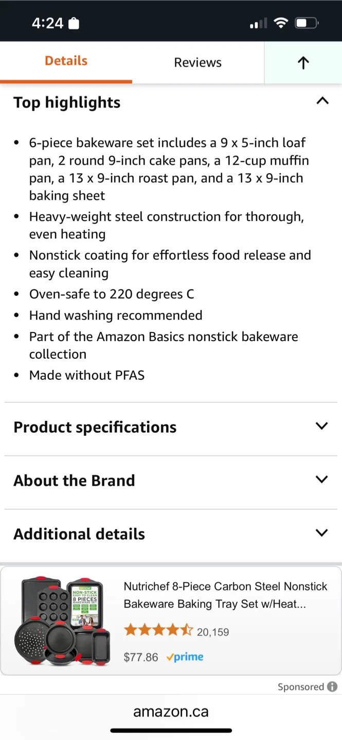 Amazon Basics 6-Piece Nonstick Bakeware Set - NEW image indicator(4)