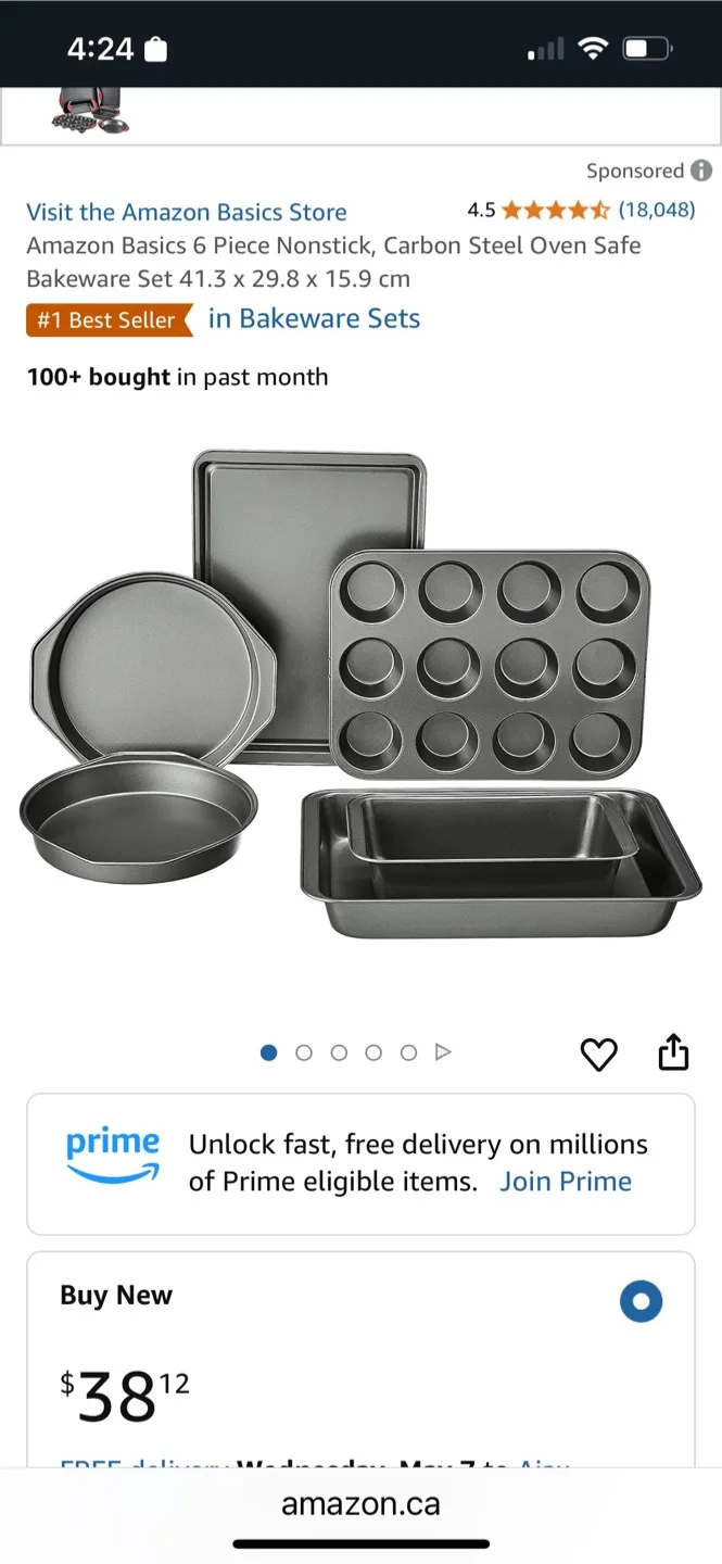 Amazon Basics 6-Piece Nonstick Bakeware Set - NEW image indicator(3)
