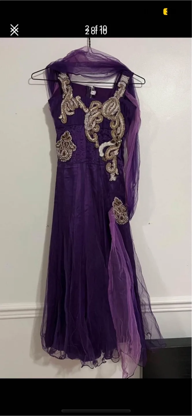 Purple Dress with Embroidery 8-10yrs thumbnail