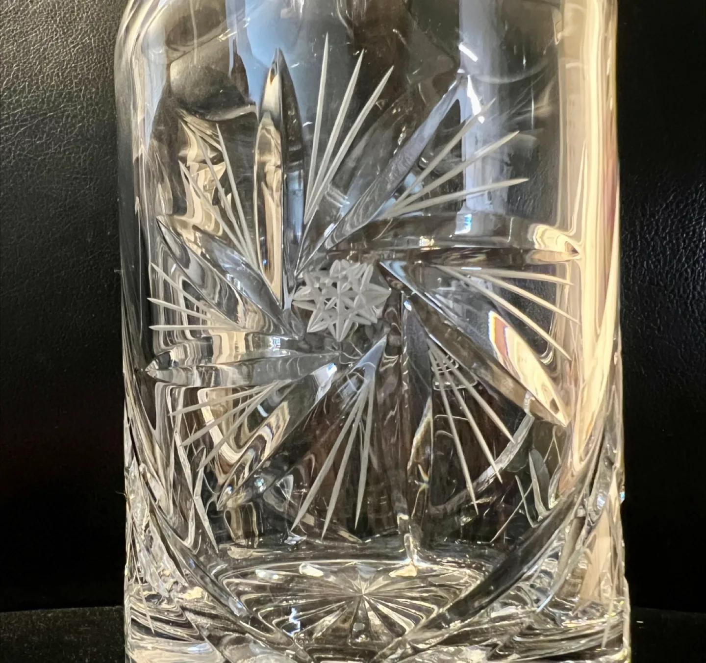 Vintage Hand Cut pinwheel Crystal Decanter image indicator(7)