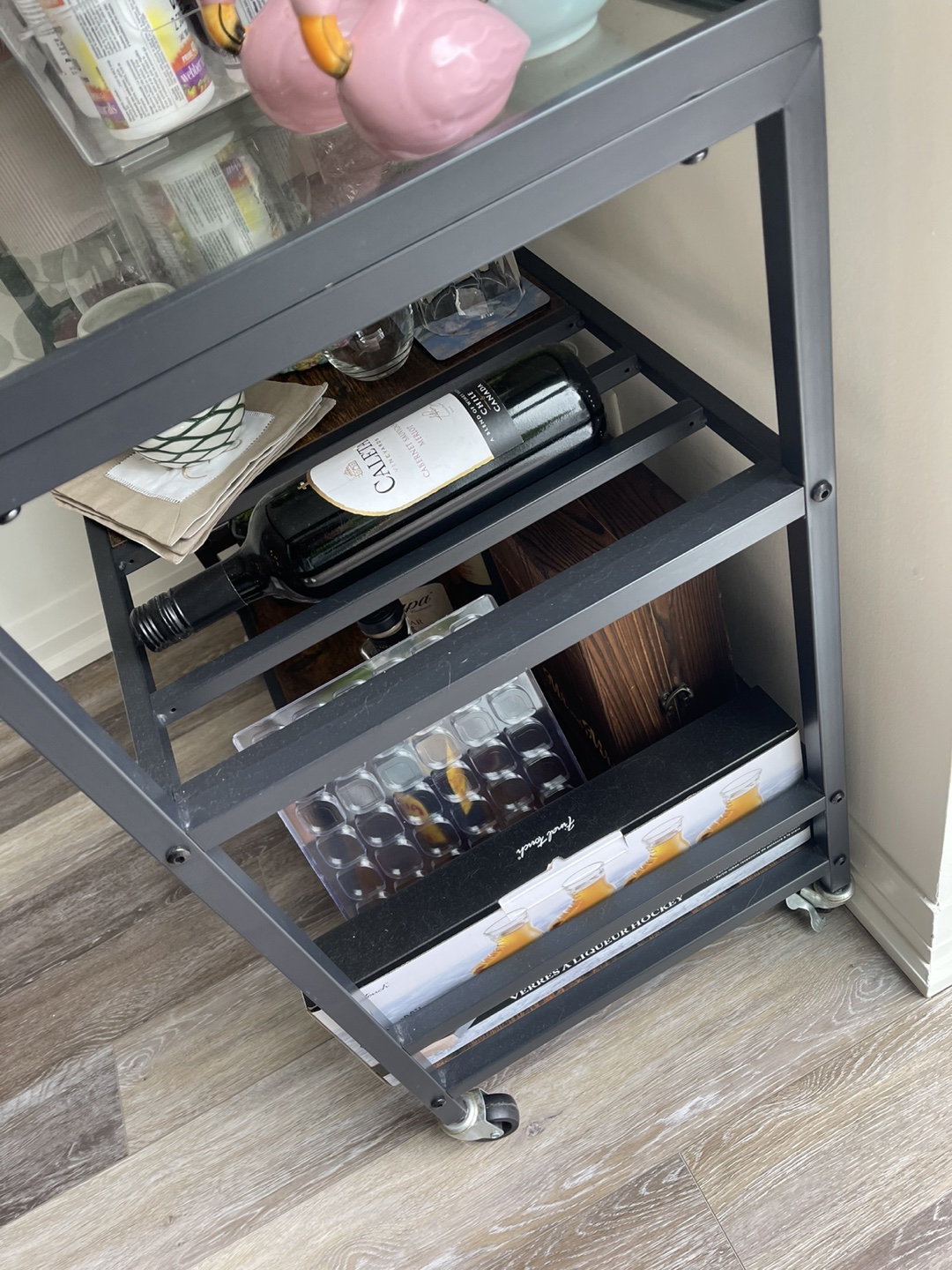 Rolling Bar Cart with Metal Frame - photo 2