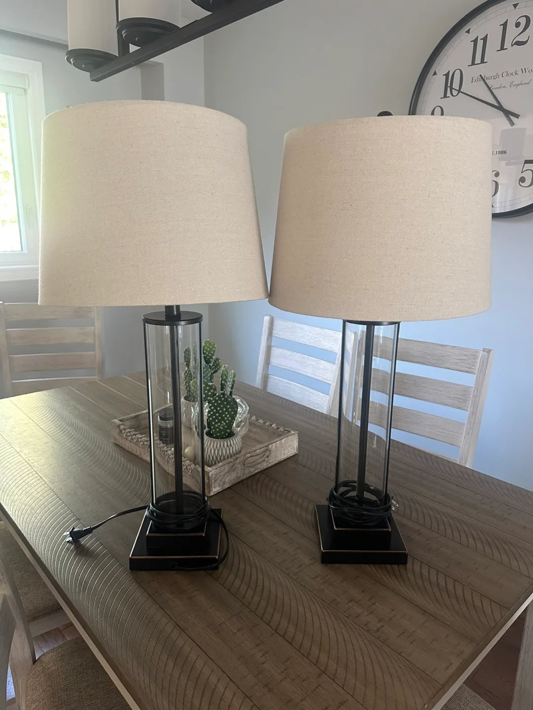 Set of 2 black farm style Table Lamps, 28" Height thumbnail