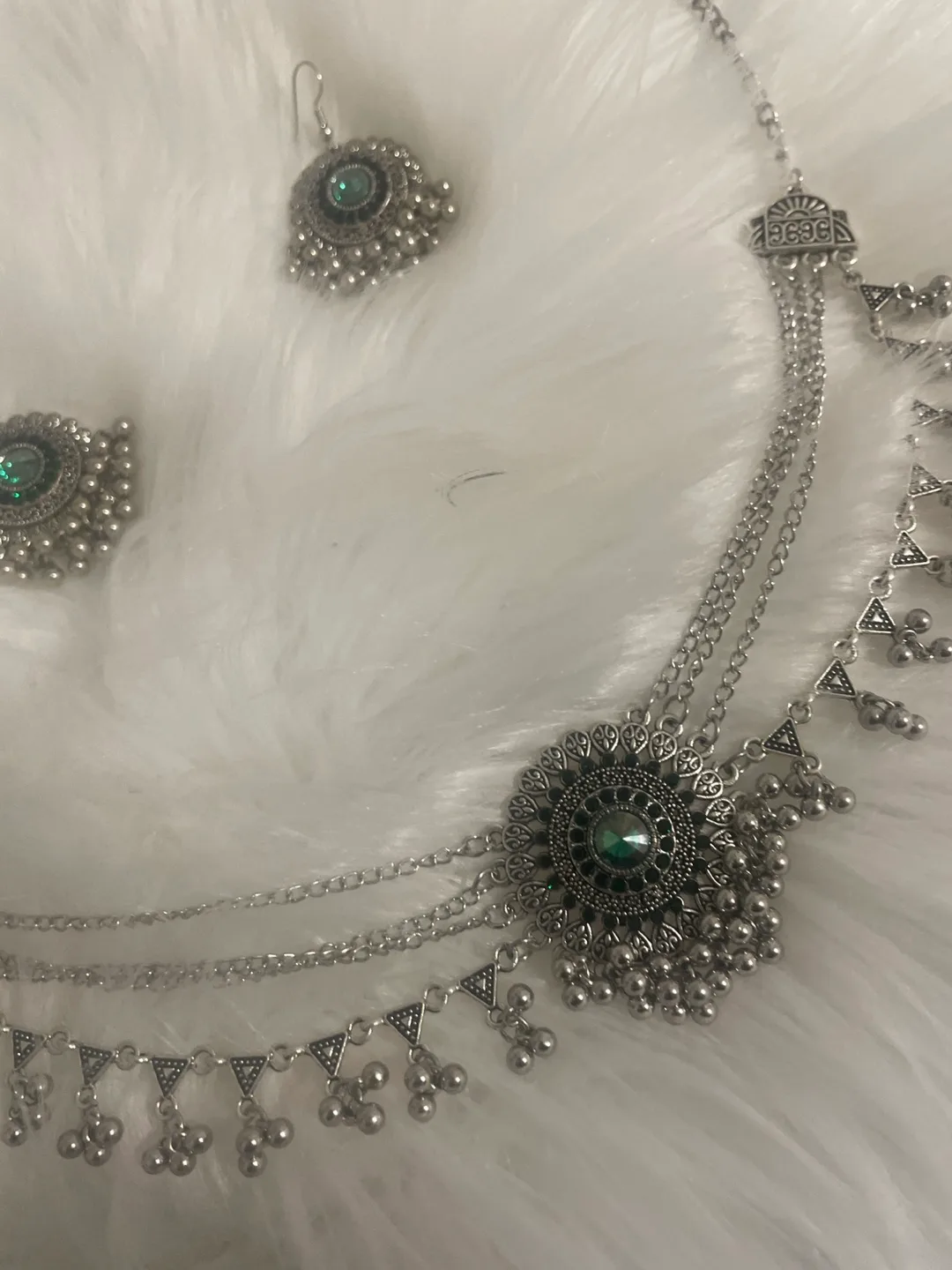 Silver Tone Necklace & Earring Set image indicator(2)