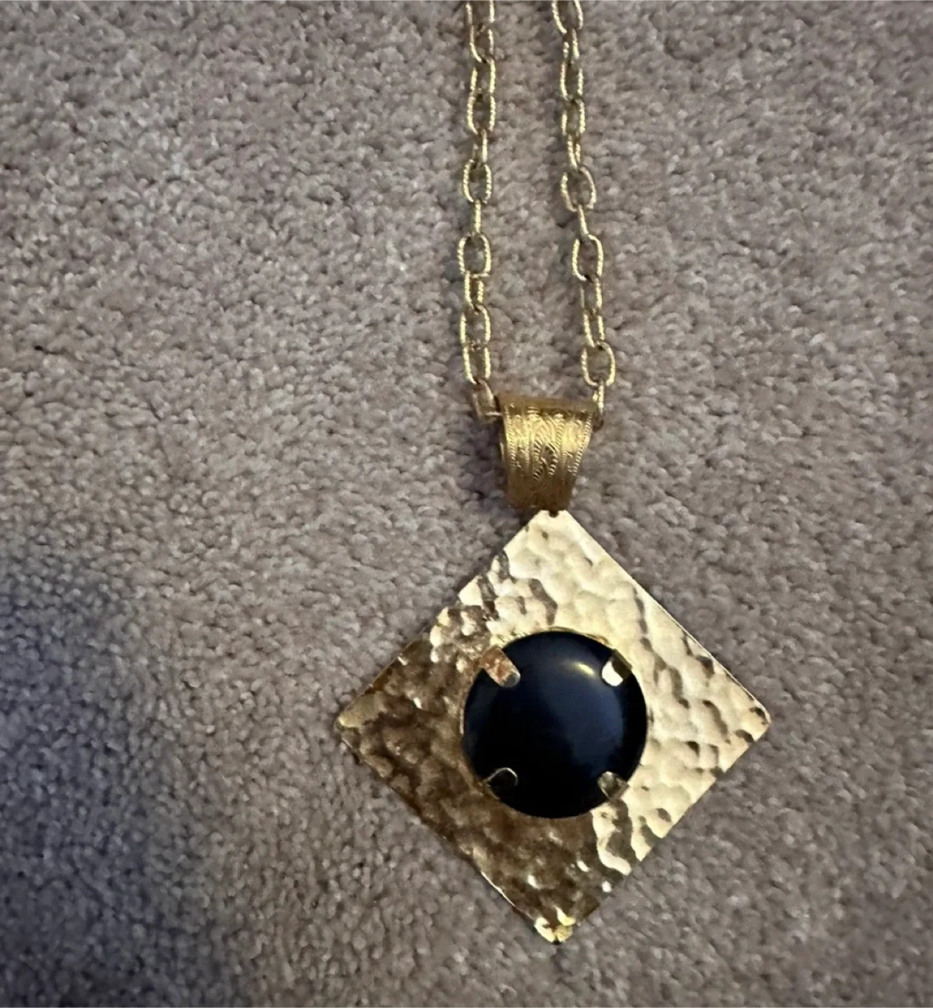 Gold Tone Necklace with Black Stone thumbnail