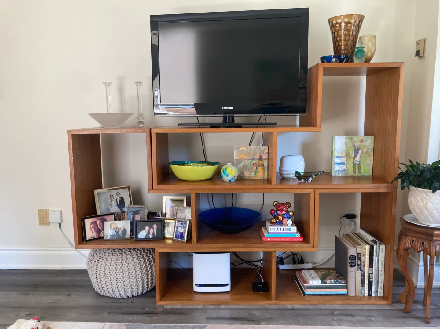 Teak shelving unit. 3 pieces shown, 5 pieces available