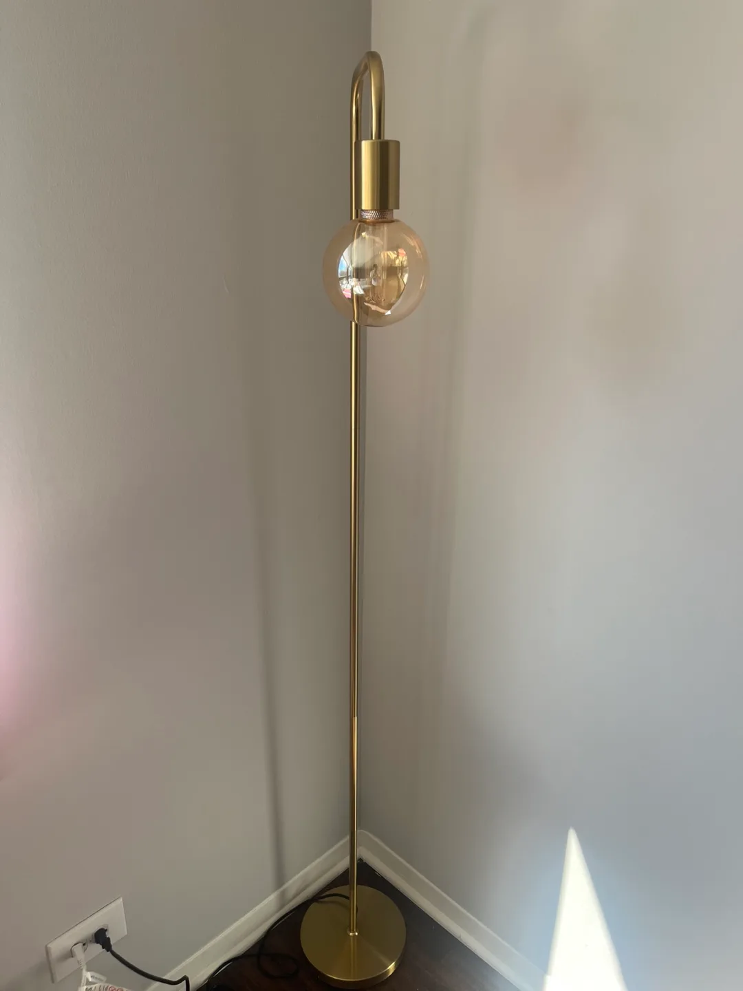 Gold Floor Lamp with Globe Shade thumbnail