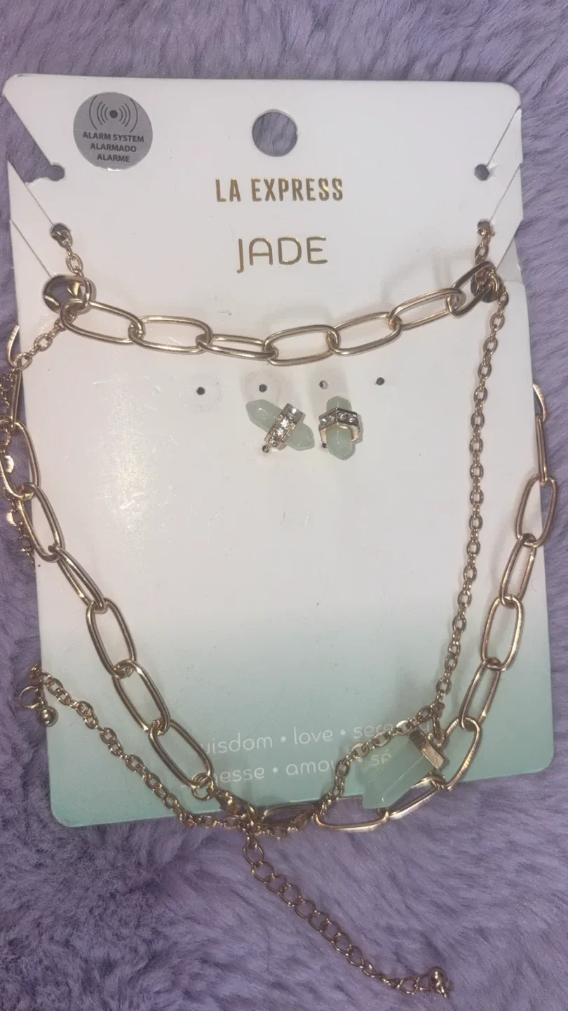 La Express Jade Necklace & Earring Set - New! thumbnail
