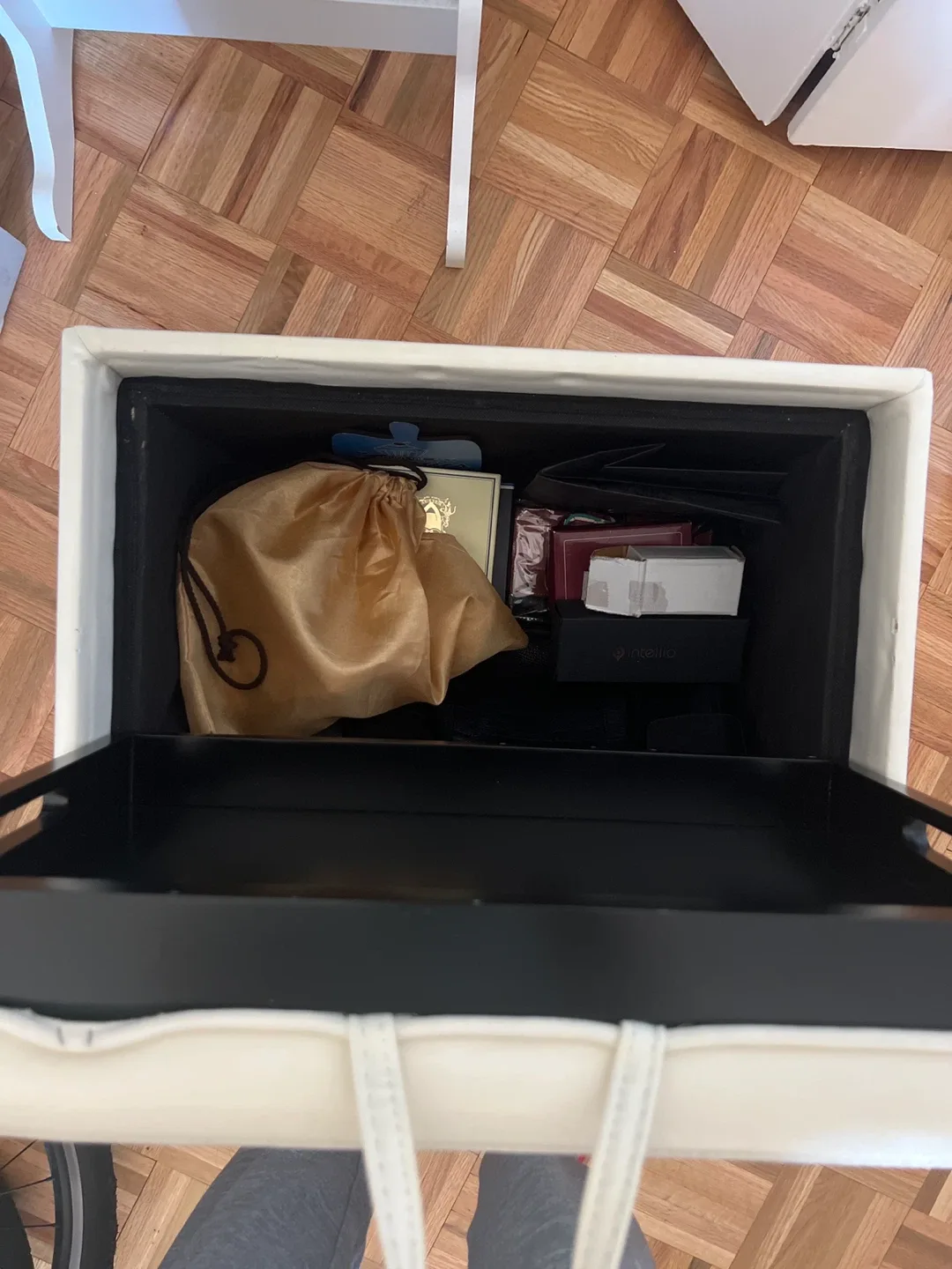 White Mirrored Jewelry Armoire + Ottoman image indicator(4)