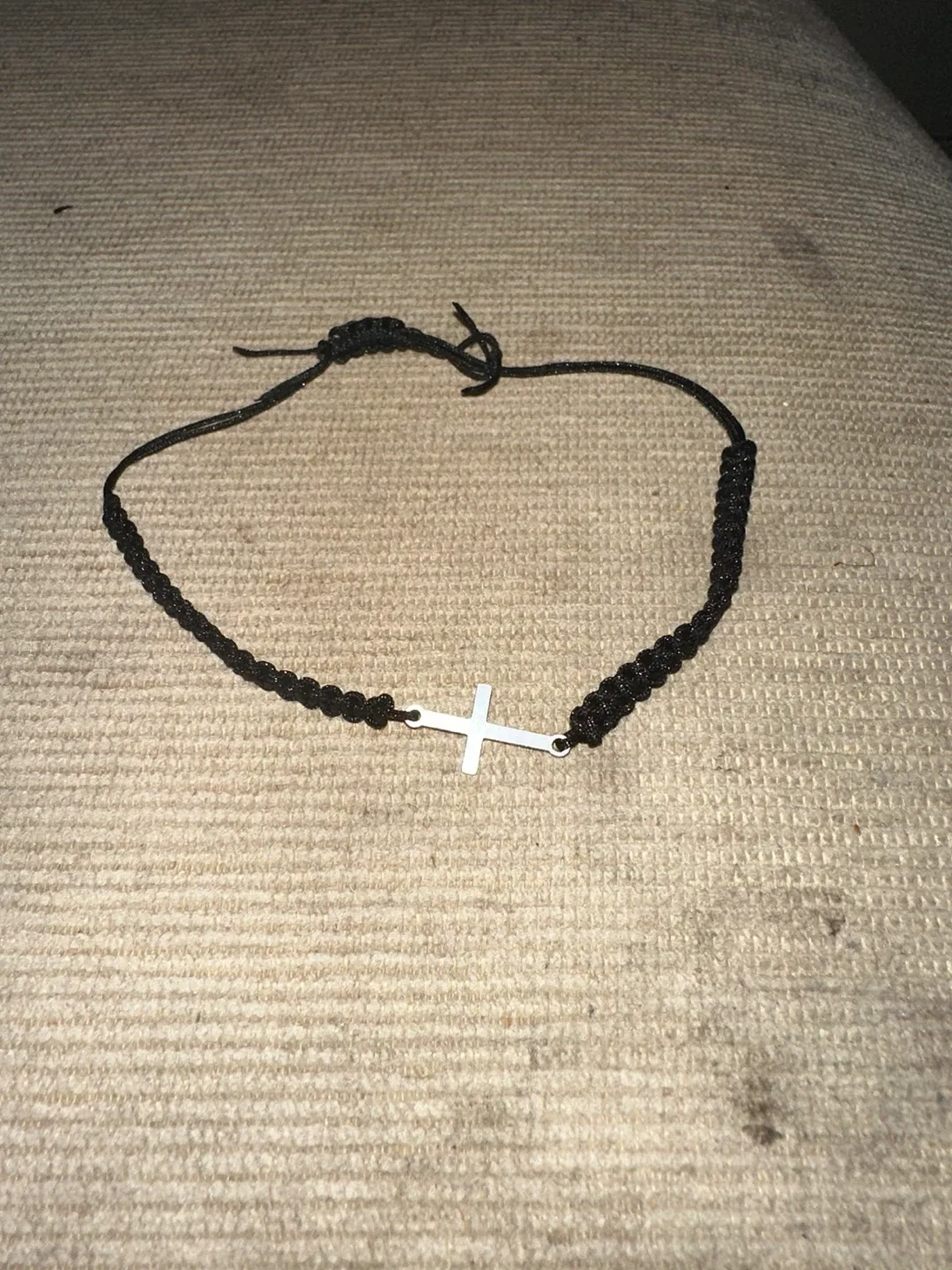Cross Pendant Black Cord Necklace thumbnail