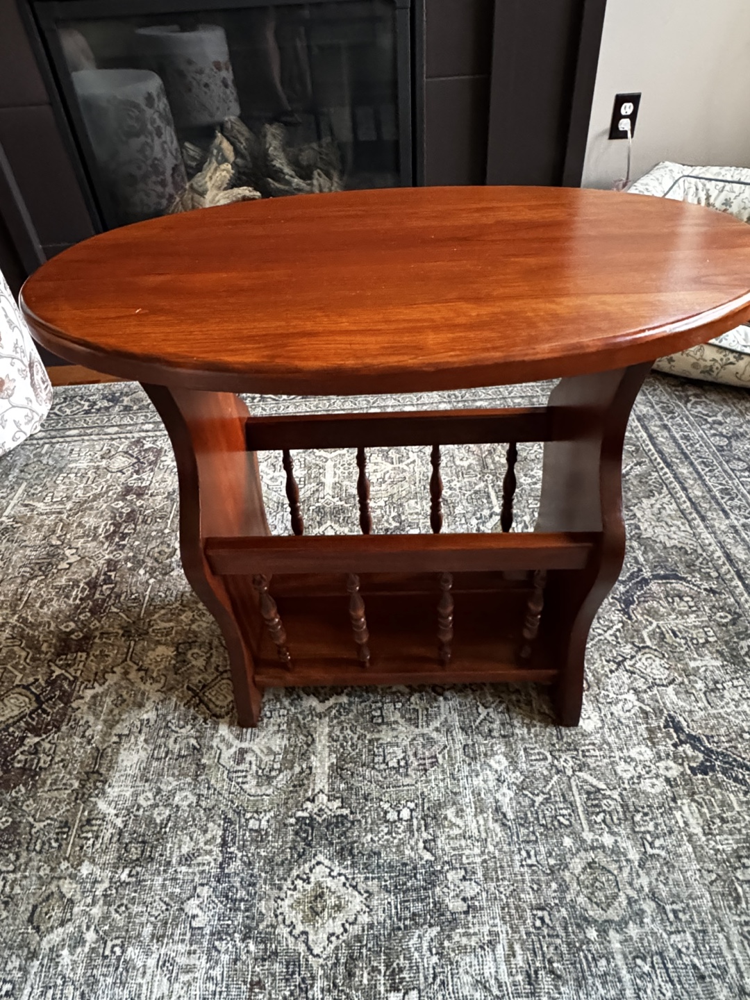 Vintage Magazine Side Table - Brown Wood