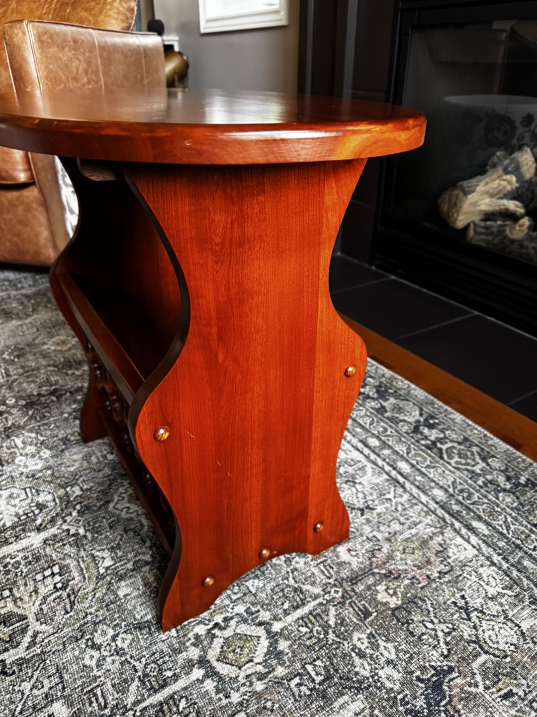 Vintage Magazine Side Table - Brown Wood - photo 2