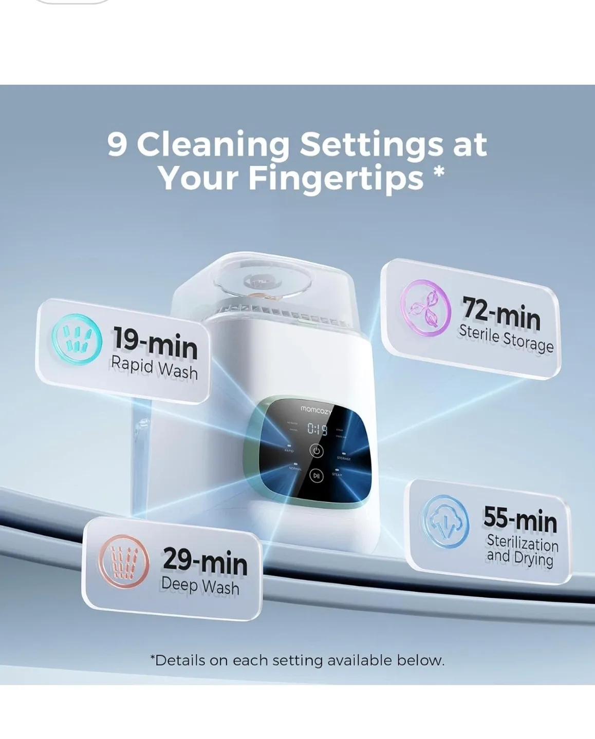 Momcozy Bottle Washer Sterilizer and Dryer image indicator(5)