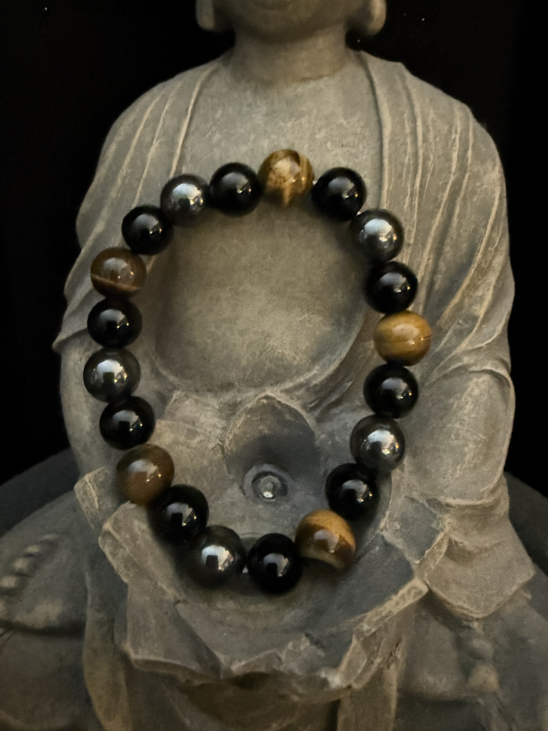 Tiger Eye, Hematite, and Obsidian Stone Bracelet - photo 2