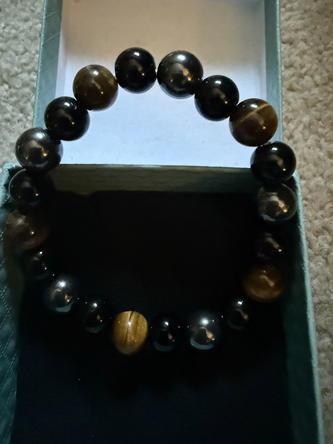 Tiger Eye, Hematite, and Obsidian Stone Bracelet - photo 3
