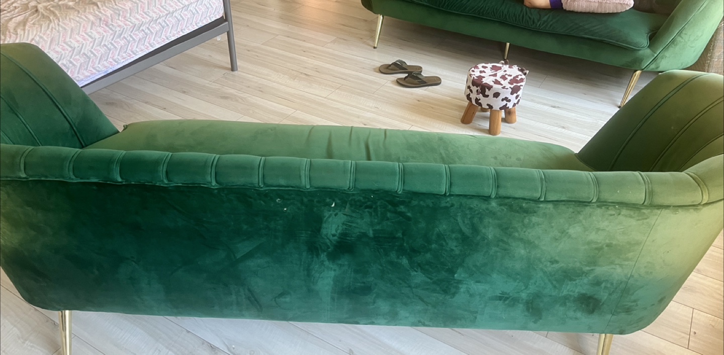 Green Velvet Loveseat Sofa - photo 3