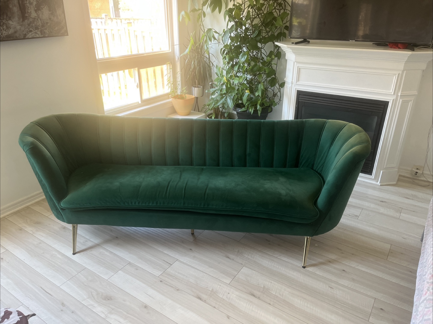 Green Velvet Loveseat Sofa - photo 2