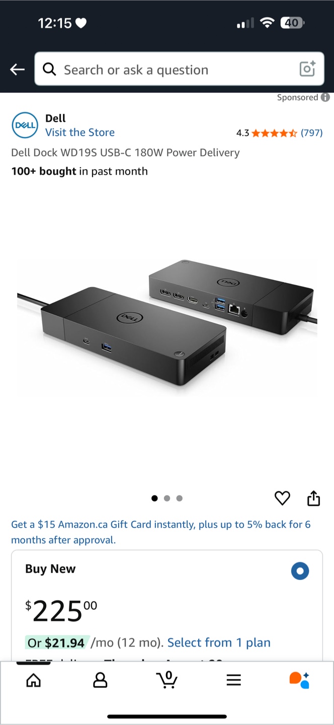 New Dell Dock WD19S USB-C 180W Power Delivery