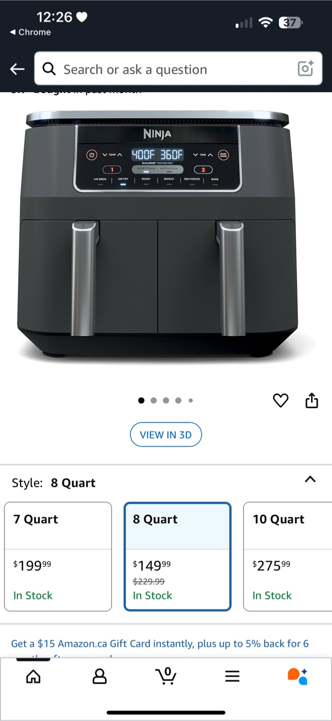 Ninja Foodi Dual Zone Air Fryer - 8 Quart