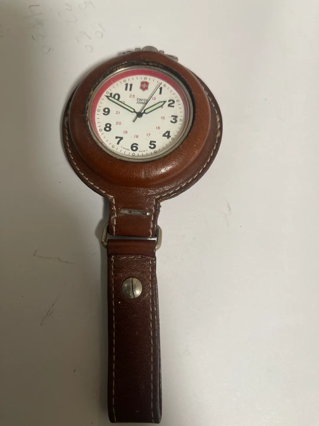Swiss Army Pocket Watch with Leather Case thumbnail
