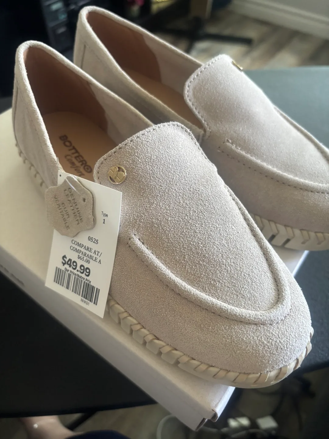 Bottega Beige Leather Loafers - Size 7 thumbnail