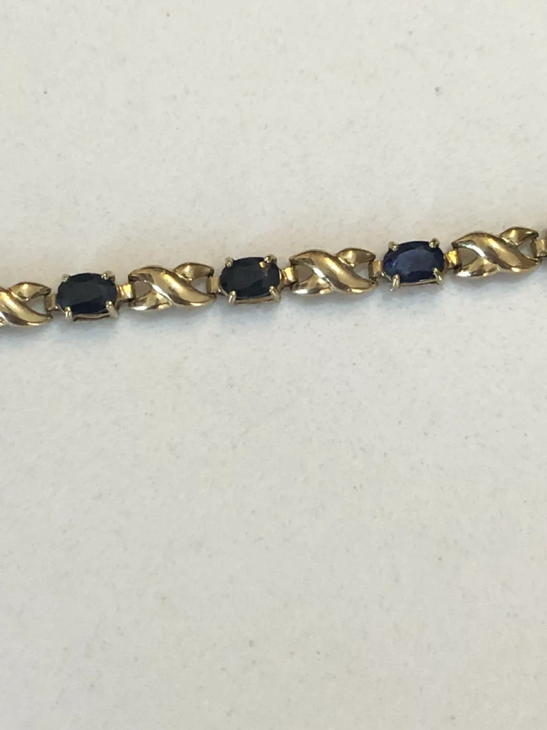 10k solid  yellow Gold & Sapphire Bracelet thumbnail