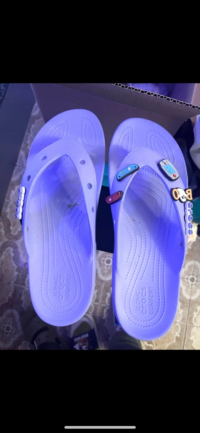 Crocs Men’s Purple Flip Flops, Size 11 thumbnail