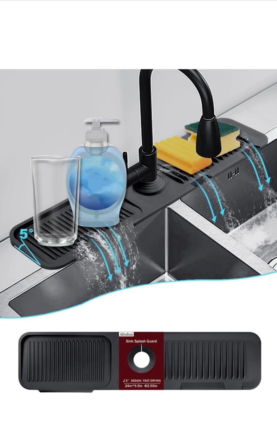 Black Sink Splash Guard - Like New! thumbnail