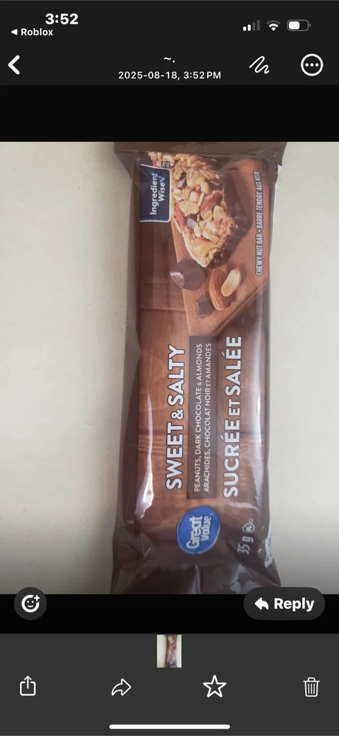 Great Value Sweet & Salty Chewy Nut Bar thumbnail