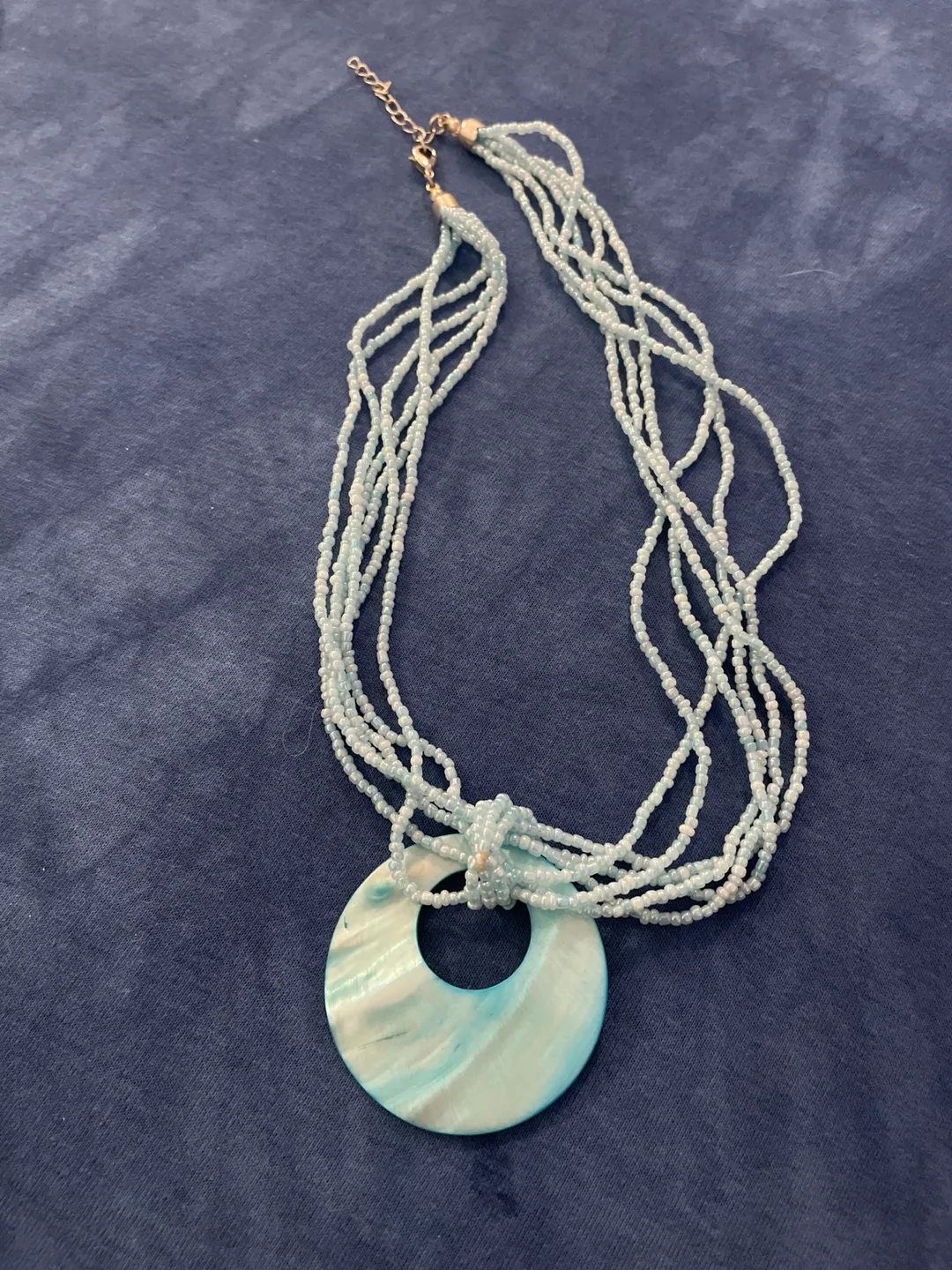 Beaded Necklace with Blue Pendant thumbnail