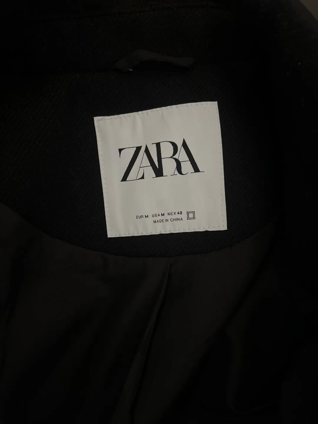 Zara Black Wool Blend Double Breasted Coat - Size M image indicator(3)