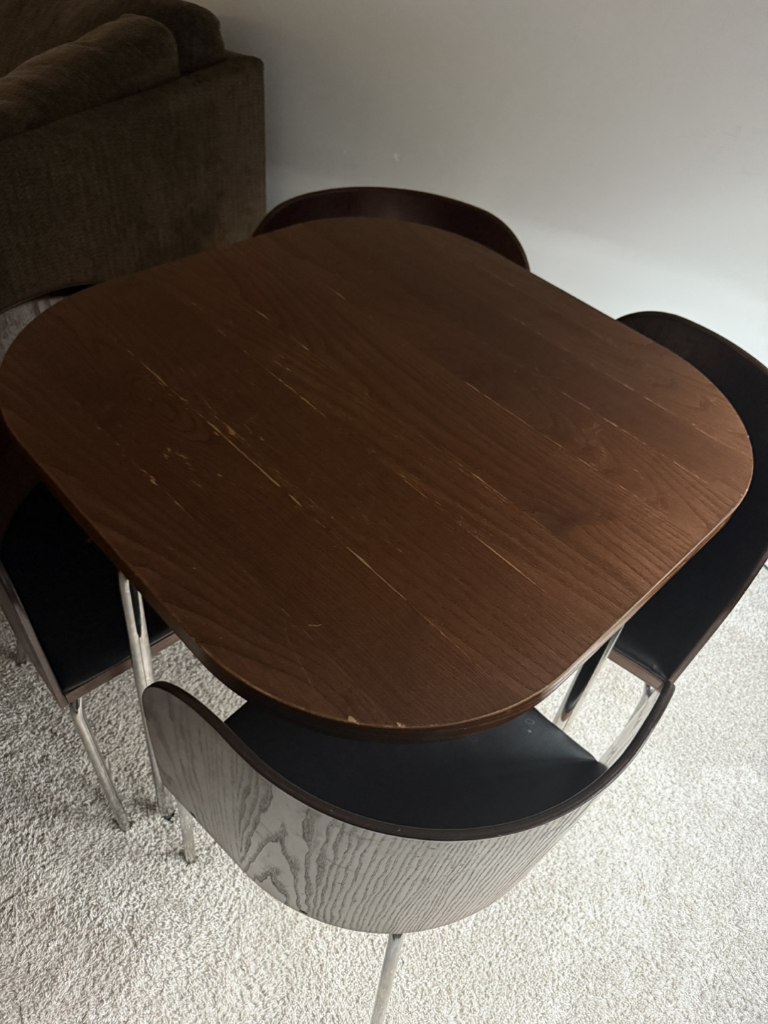 Dining Table & 4 Chairs - Wood & Chrome - photo 2