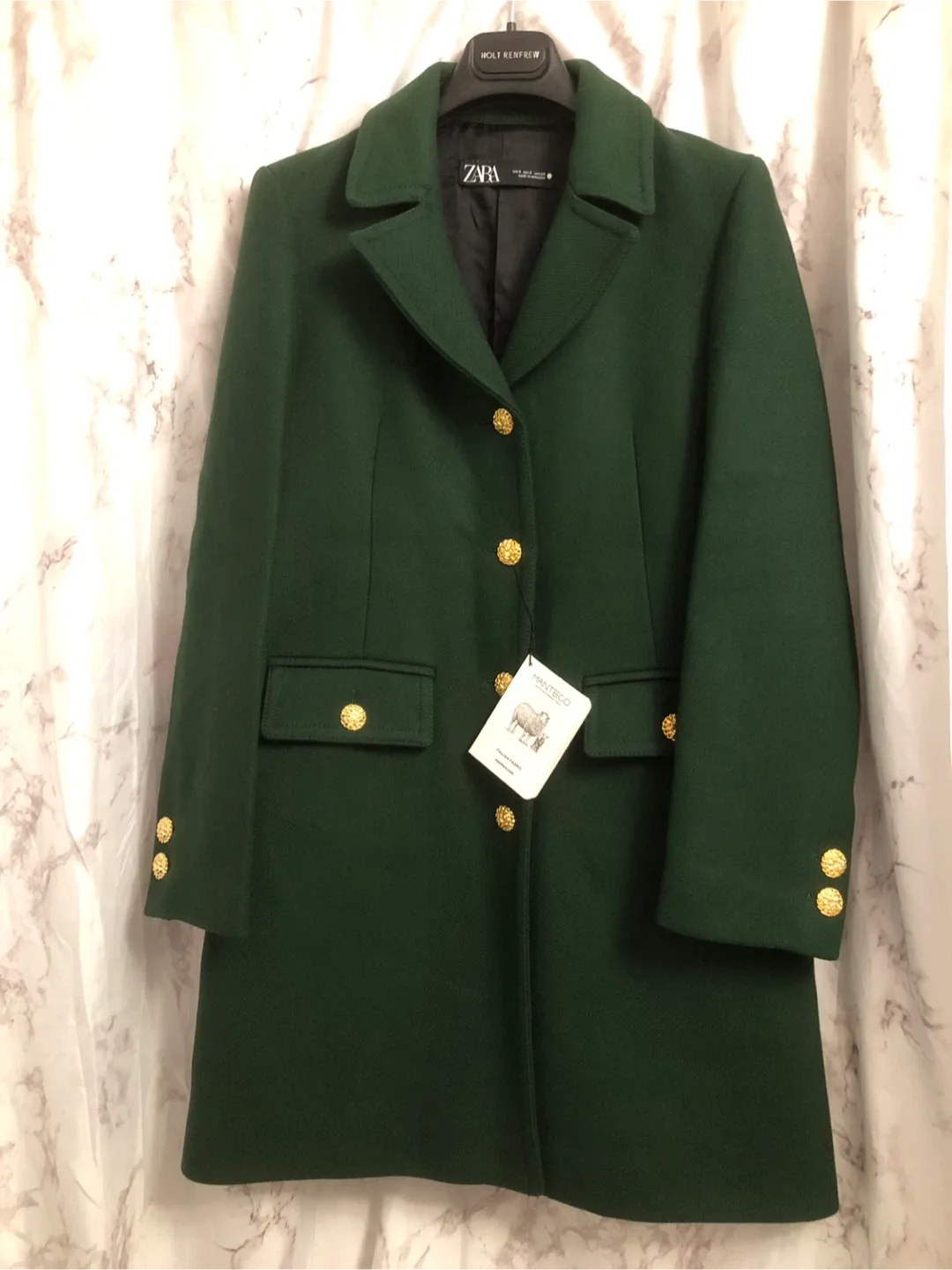 Zara Green Wool Blend Coat thumbnail
